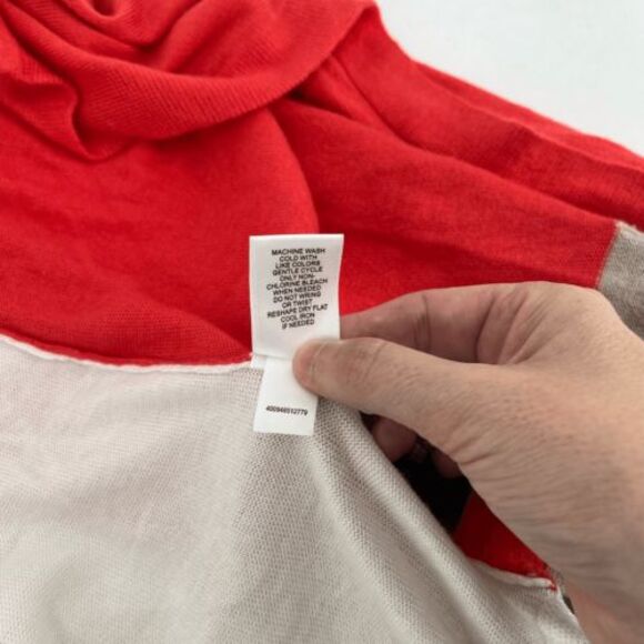 Dana Buchman Open Front Cardigan Color Block Knit Sweater Red Gray M‎ - Picture 9 of 9